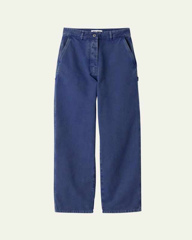 Mid-Rise Fitted Cotton Pants